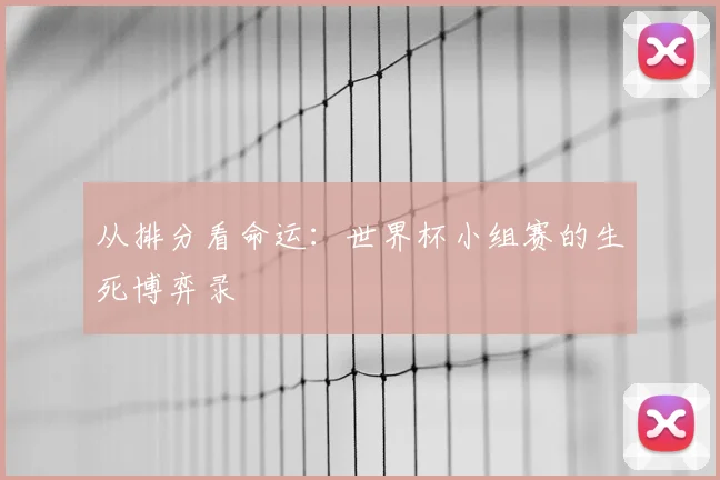 从排分看命运：世界杯小组赛的生死博弈录